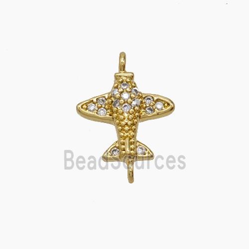 Copper Airplane Connector Pave Zirconia 18K Gold Plated