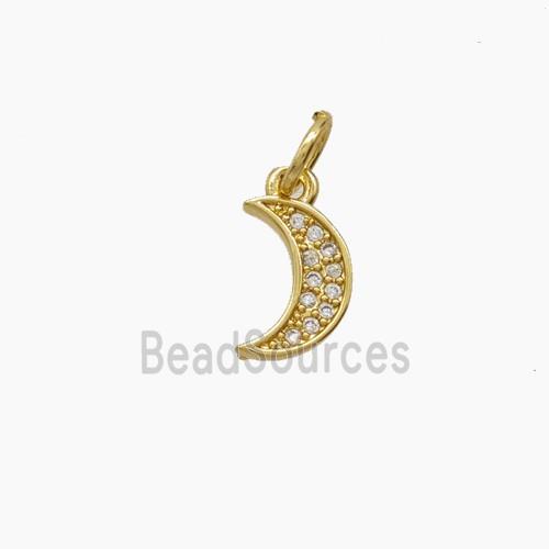 Copper Moon Pendant Pave Zirconia 18K Gold Plated