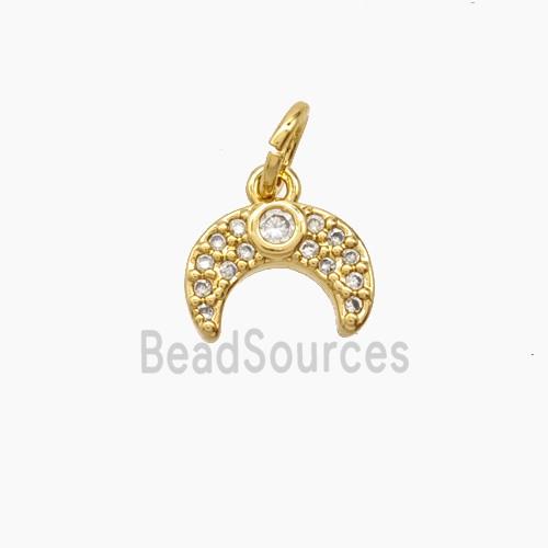 Copper Moon Pendant Pave Zirconia 18K Gold Plated