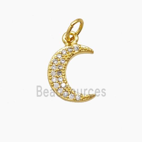 Copper Moon Pendant Pave Zirconia 18K Gold Plated