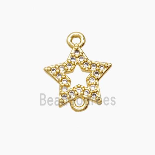 Copper Star Connector Pave Zirconia 18K Gold Plated