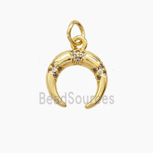Copper Crescent Pendant Pave Zirconia 18K Gold Plated