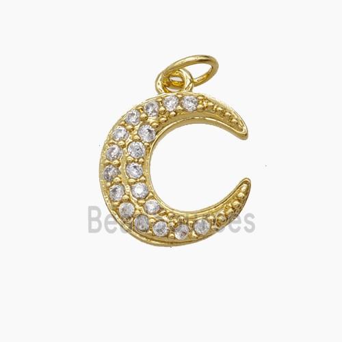 Copper Moon Pendant Pave Zirconia 18K Gold Plated