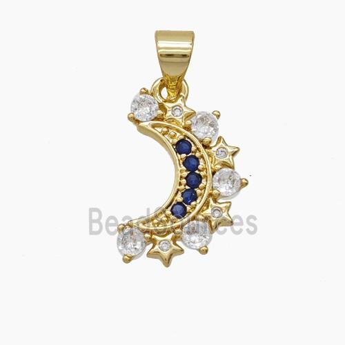 Copper Moon Pendant Pave Zirconia 18K Gold Plated