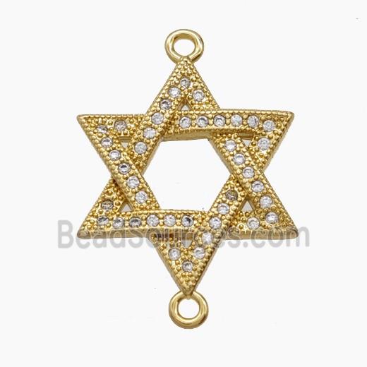 Copper Davidstar Connector Pave Zirconia 18K Gold Plated