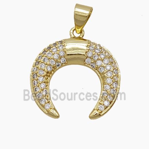 Copper Crescent Pendant Pave Zirconia 18K Gold Plated