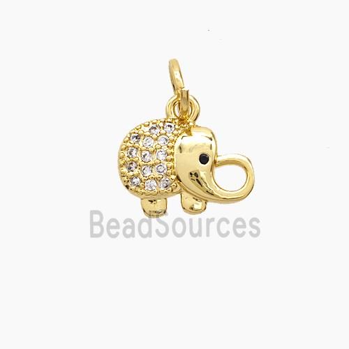 Copper Elephant Pendant Pave Zirconia 18K Gold Plated