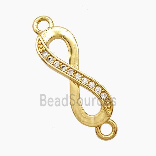 Copper Infinity Connector Pave Zirconia 18K Gold Plated