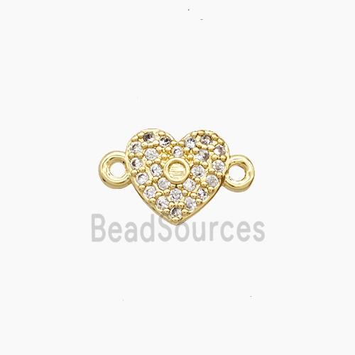 Copper Heart Connector Pave Zirconia 18K Gold Plated