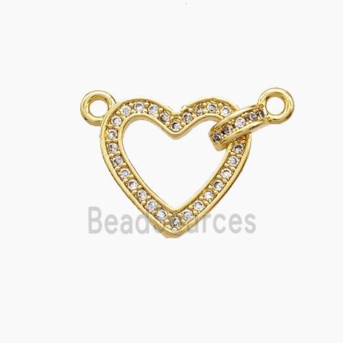 Copper Heart Pendant Pave Zirconia 18K Gold Plated