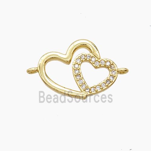Copper Heart Connector Pave Zirconia 18K Gold Plated