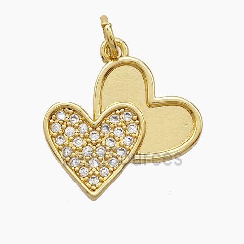 Copper Heart Pendant Pave Zirconia 18K Gold Plated