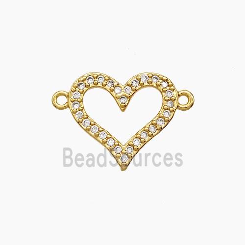 Copper Heart Connector Pave Zirconia 18K Gold Plated