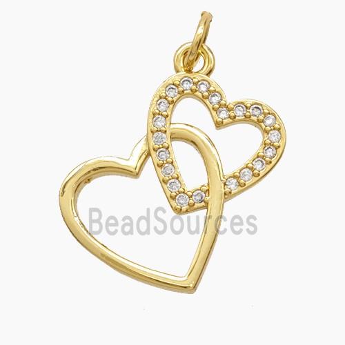Copper Heart Pendant Pave Zirconia 18K Gold Plated