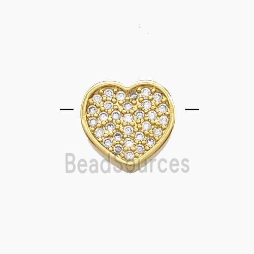 Copper Heart Beads Pave Zirconia 18K Gold Plated