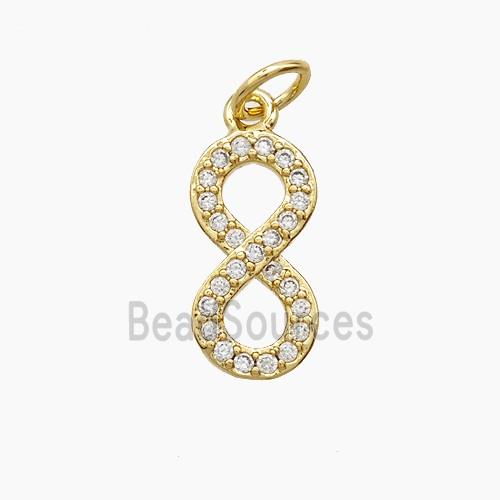 Copper Infinity Pendant Pave Zirconia 18K Gold Plated