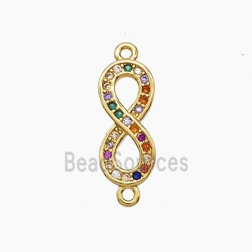 Copper Infinity Connector Pave Zirconia 18K Gold Plated