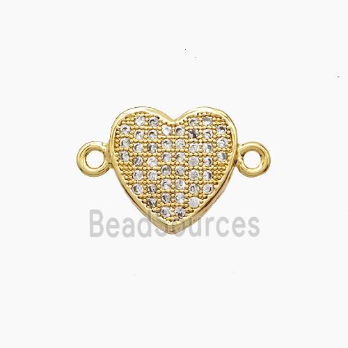 Copper Heart Connector Pave Zirconia 18K Gold Plated