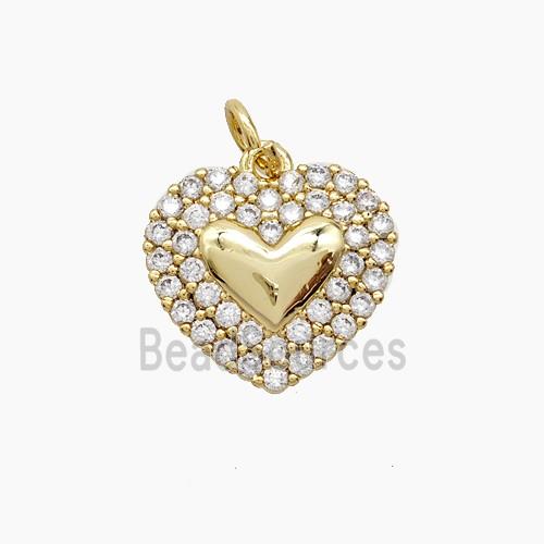 Copper Heart Pendant Pave Zirconia 18K Gold Plated