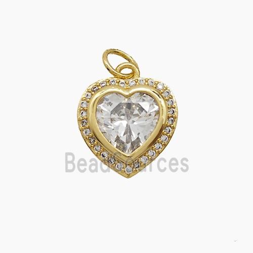 Copper Heart Pendant Pave Zirconia 18K Gold Plated
