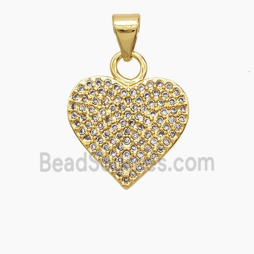 Copper Heart Pendant Pave Zirconia 18K Gold Plated