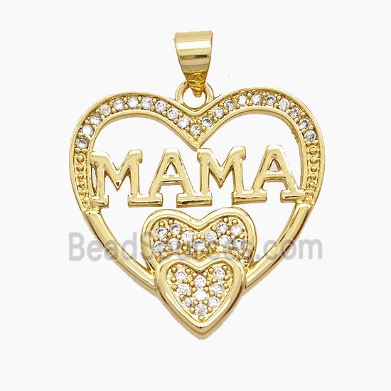 Copper Heart MAMA Pendant Pave Zirconia 18K Gold Plated