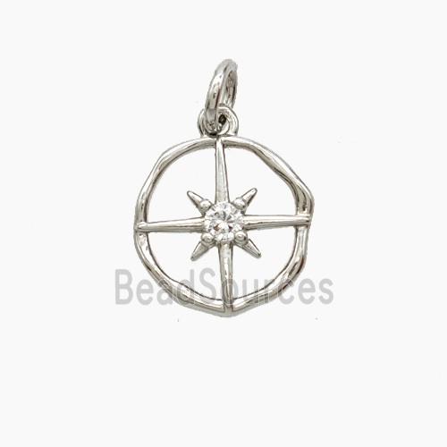 Copper Star Pendant Pave Zirconia Platinum Plated