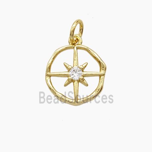 Copper Star Pendant Pave Zirconia 18K Gold Plated