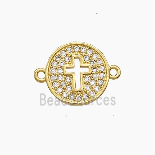 Copper Cross Connector Pave Zirconia 18K Gold Plated