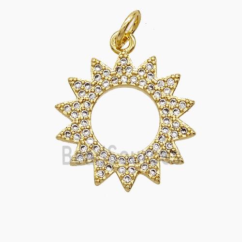 Copper Sun Pendant Pave Zirconia 18K Gold Plated