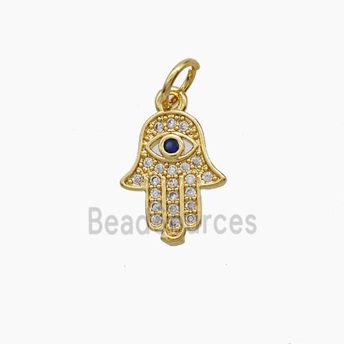 Copper Hamsahand Pendant Pave Zirconia 18K Gold Plated