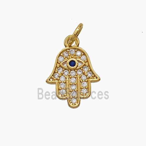 Copper Hamsahand Pendant Pave Zirconia 18K Gold Plated