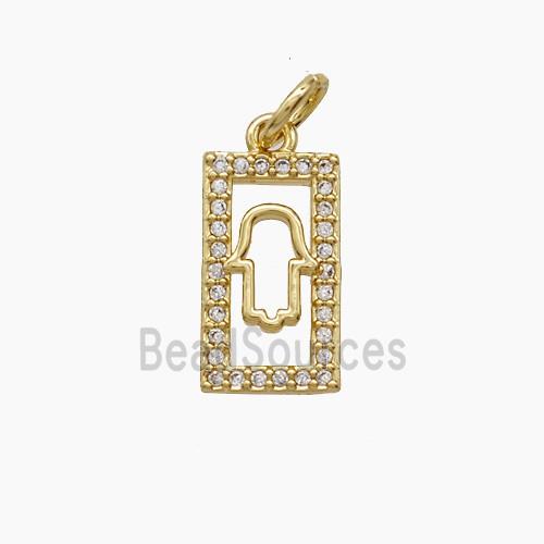 Copper Hamsahand Pendant Pave Zirconia 18K Gold Plated