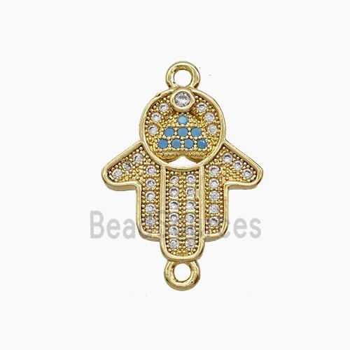 Copper Hamsahand Connector Pave Zirconia 18K Gold Plated