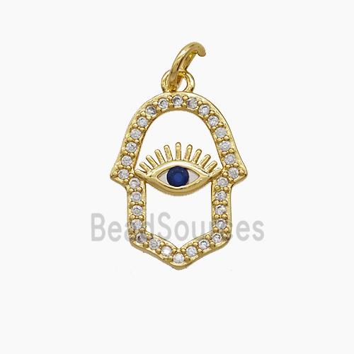 Copper Hamsahand Pendant Pave Zirconia 18K Gold Plated