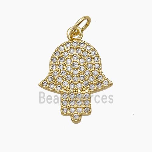 Copper Hamsahand Pendant Pave Zirconia 18K Gold Plated
