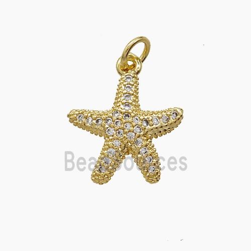 Copper Starfish Pendant Pave Zirconia 18K Gold Plated