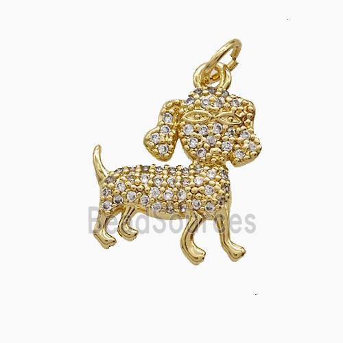 Copper Dog Pendant Pave Zirconia 18K Gold Plated