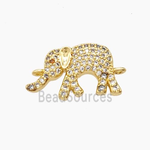 Copper Elephant Connector Pave Zirconia 18K Gold Plated
