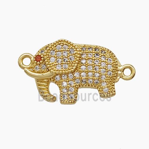 Copper Elephant Connector Pave Zirconia 18K Gold Plated