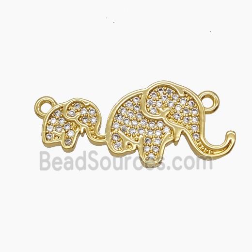 Copper Elephant Pendant Pave Zirconia 18K Gold Plated