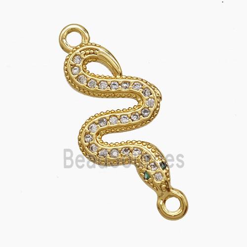 Copper Snake Connector Pave Zirconia 18K Gold Plated