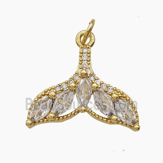 Copper Mermaid-Tail Pendant Pave Zirconia 18K Gold Plated