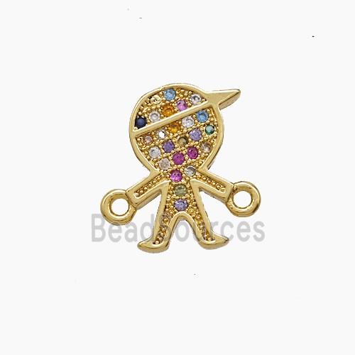 Copper Kids Boy Connector Pave Zirconia 18K Gold Plated