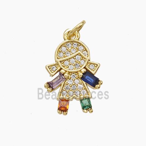 Copper Kids Girls Pendant Pave Zirconia 18K Gold Plated