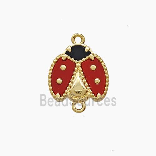 Copper Ladybug Connector Pave Shell Red 18K Gold Plated