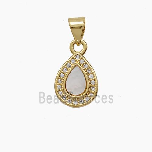 Copper Teardrop Pendant Pave Zirconia 18K Gold Plated