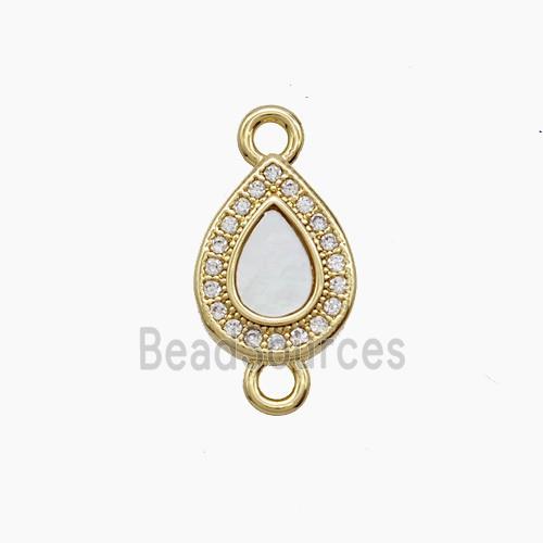 Copper Teardrop Connector Pave Zirconia 18K Gold Plated
