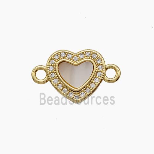Copper Heart Connector Pave Zirconia 18K Gold Plated