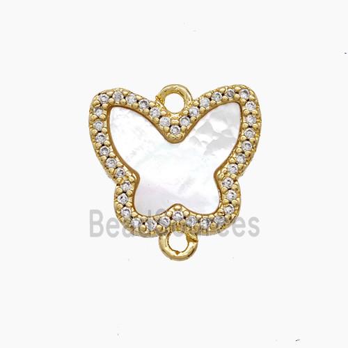 Copper Butterfly Connector Pave Zirconia Shell 18K Gold Plated